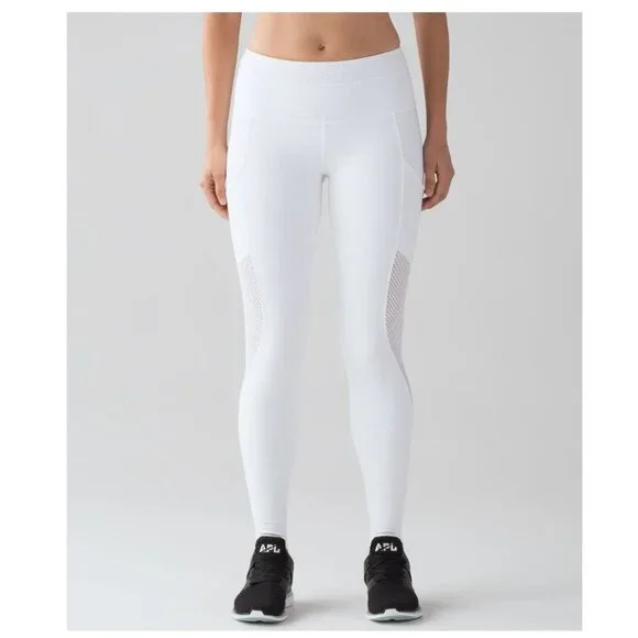 Lululemon Keep Score Tight 28" White Mesh Ventilation Legging *No size tag 8/10? - Picture 3 of 13